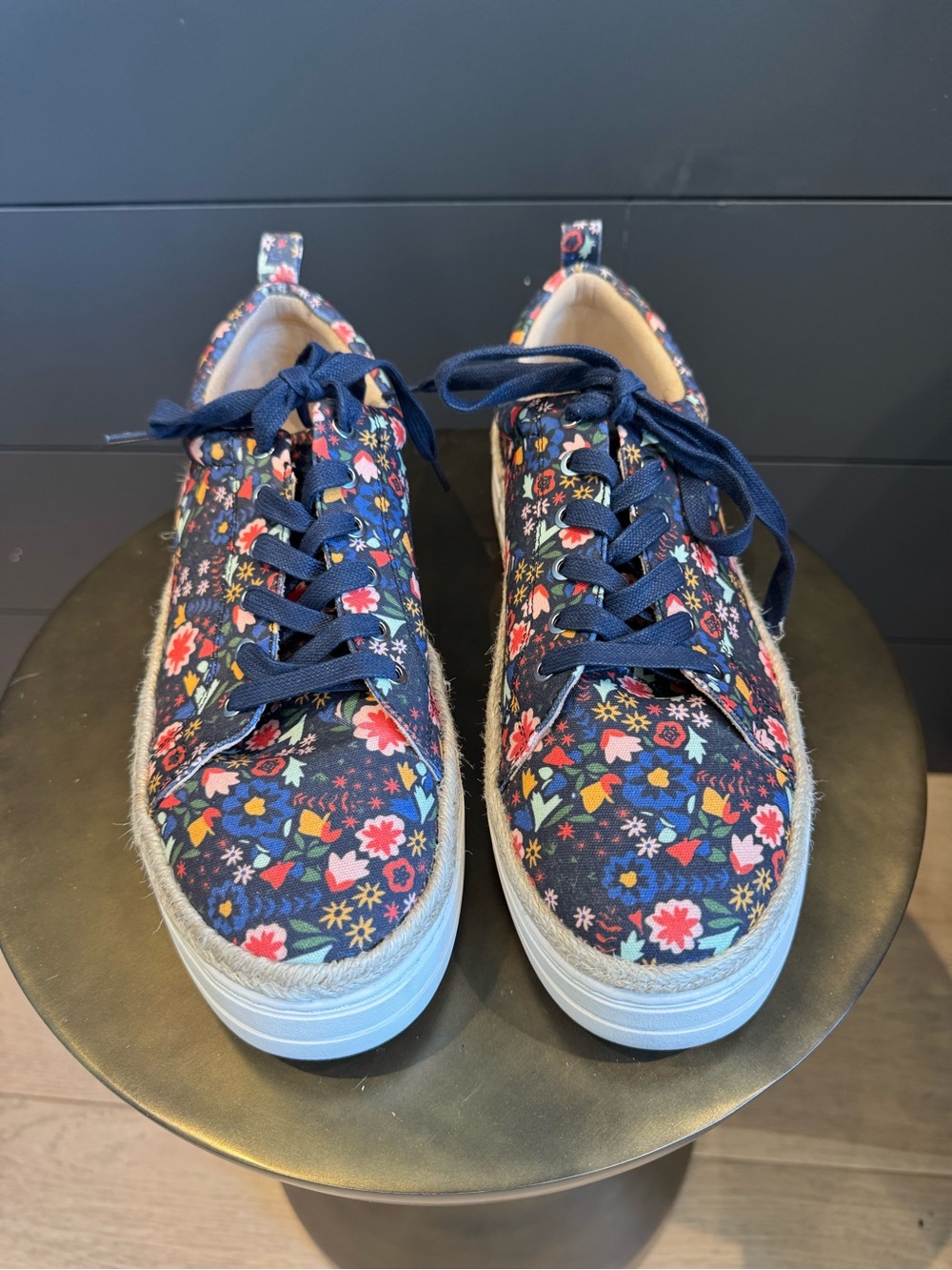 Jack Rogers Mia Navy Floral Midnight Blue Lace up Sneakers Spring Summer